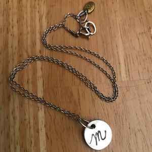 Diana Warner “M” sterling silver necklace